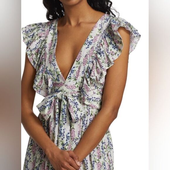BYTIMO (Norway) Floral V-Neck Wrap Midi Dress Sz L - Picture 7 of 13